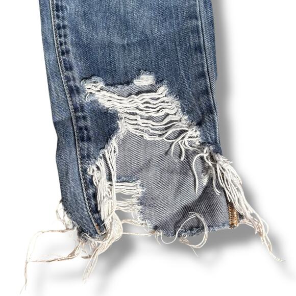 BLANKNYC The Madison Crop Distressed High-Rise Medium Wash Straight Jeans 25 - Picture 2 of 10